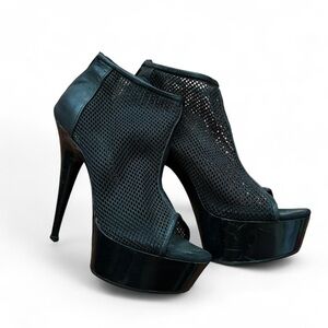 Black Mesh Platform High Heel Pumps